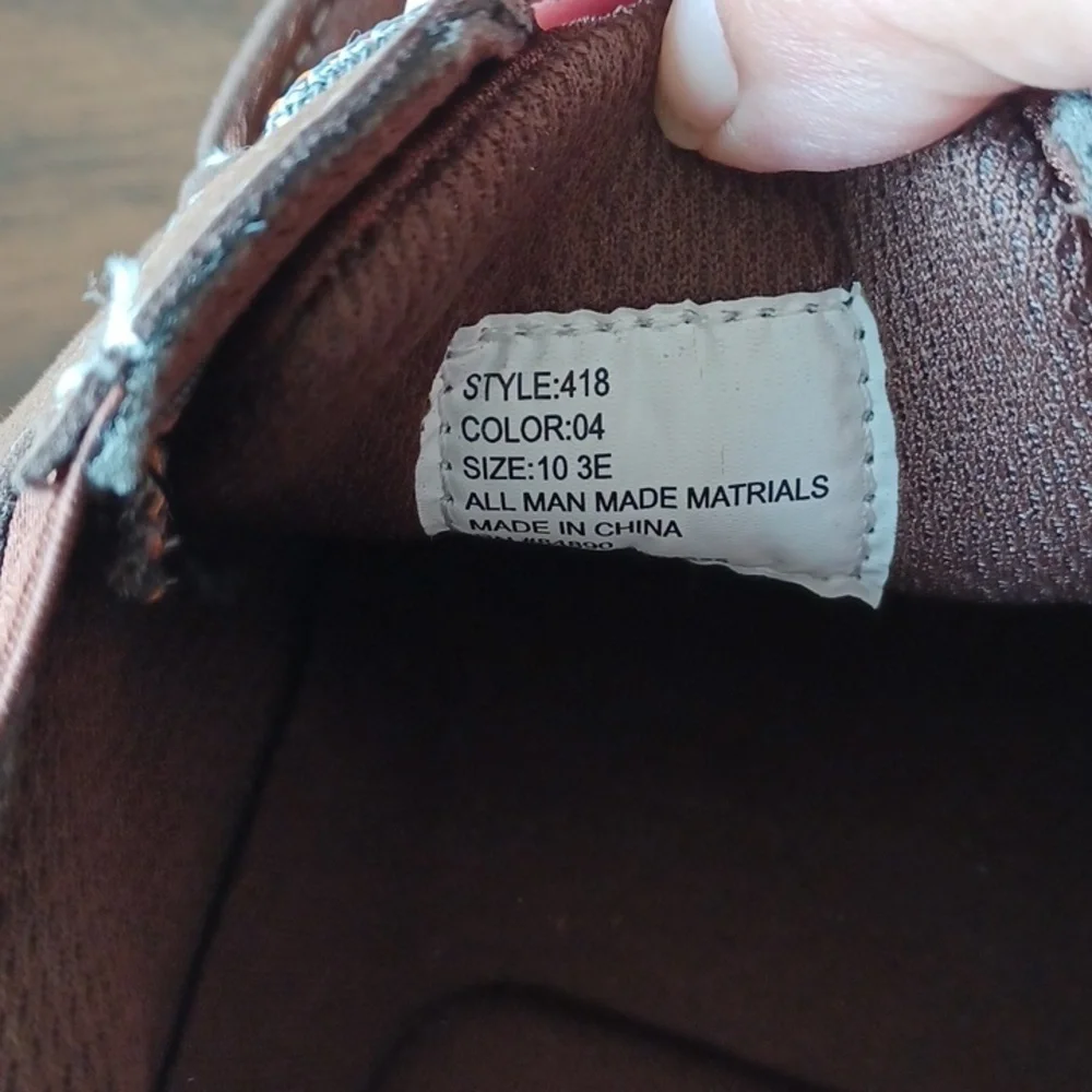 NWT Mens Memory Foam Boat Shoes, Brown, Orange&blue Trim, Sz 10E